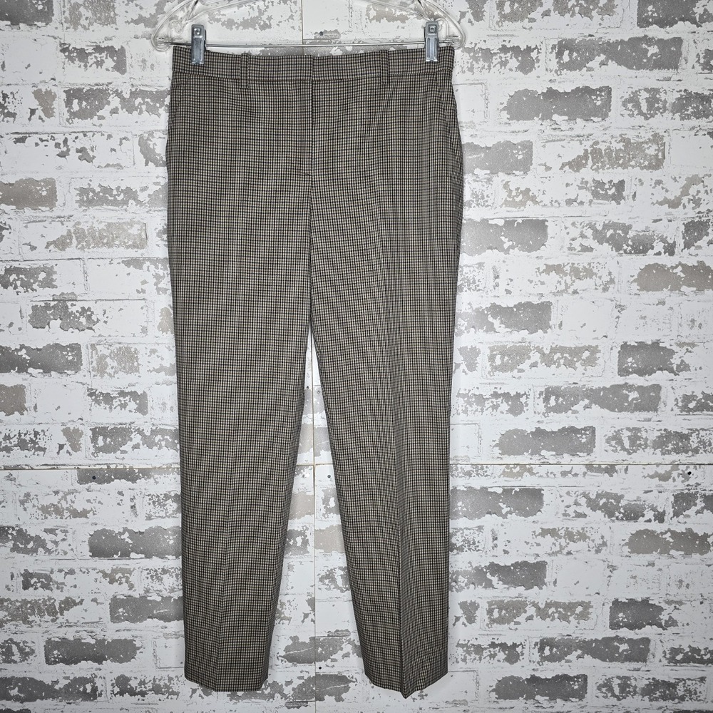 Theory Pants Womens 2 Multicolor Check Treeca 4 100% Hartford Wool Slim Straight